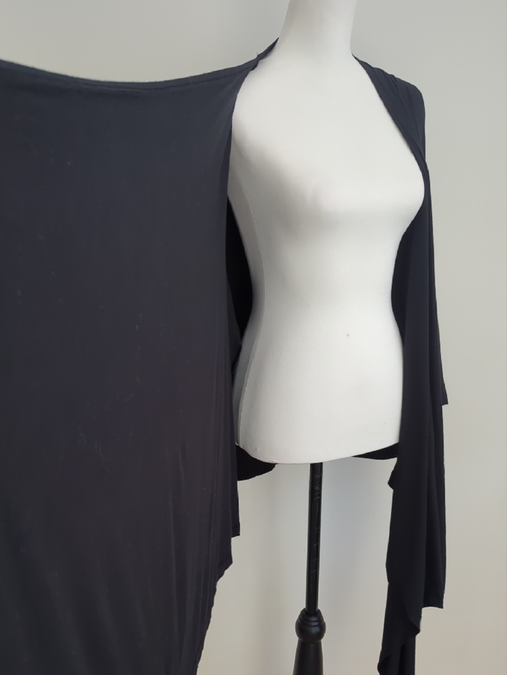 Convertible Wrap Cardigan Multi-Way Asymmetrical Draped Shawl Jacket Black